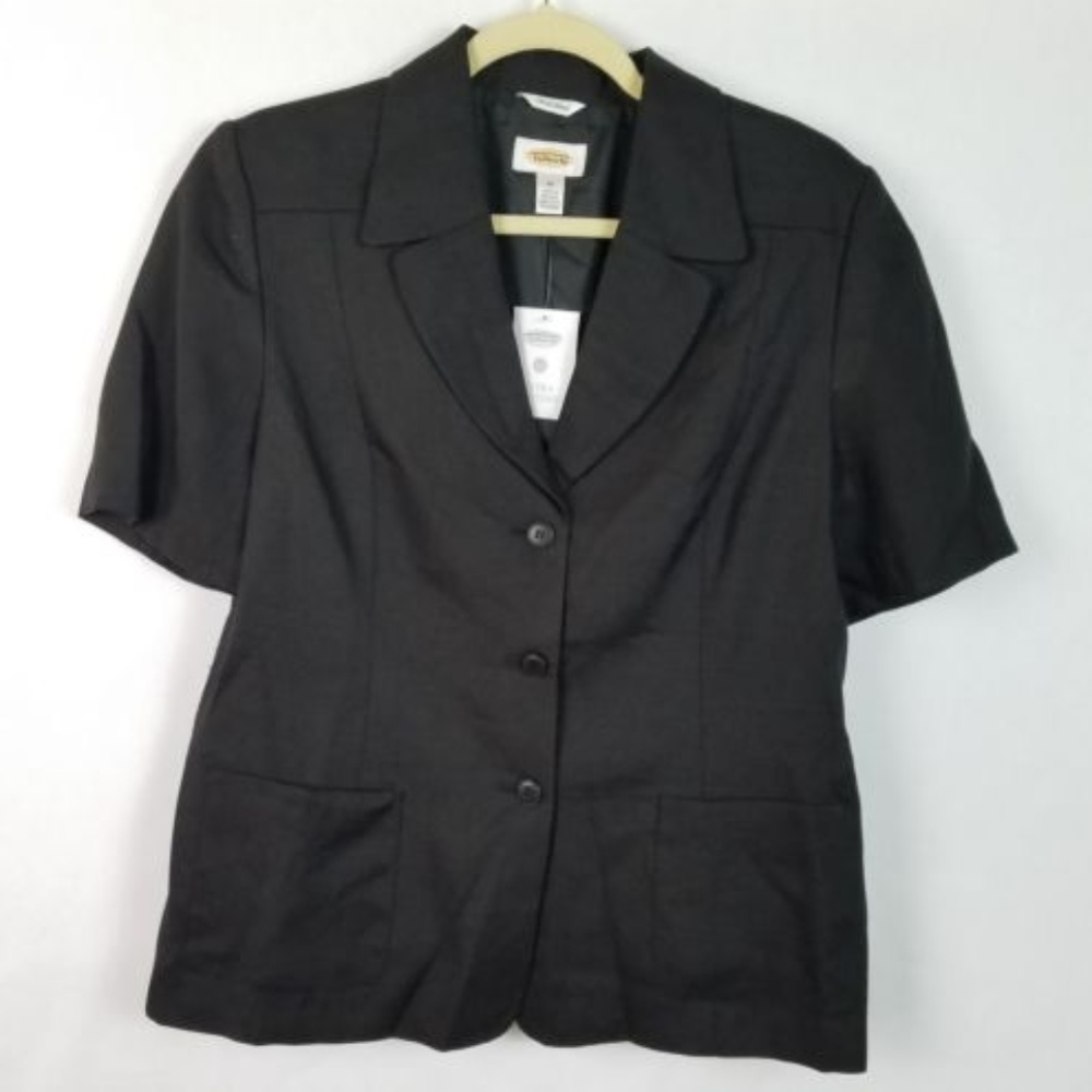 Talbots Irish Linen Black Lined Jacket